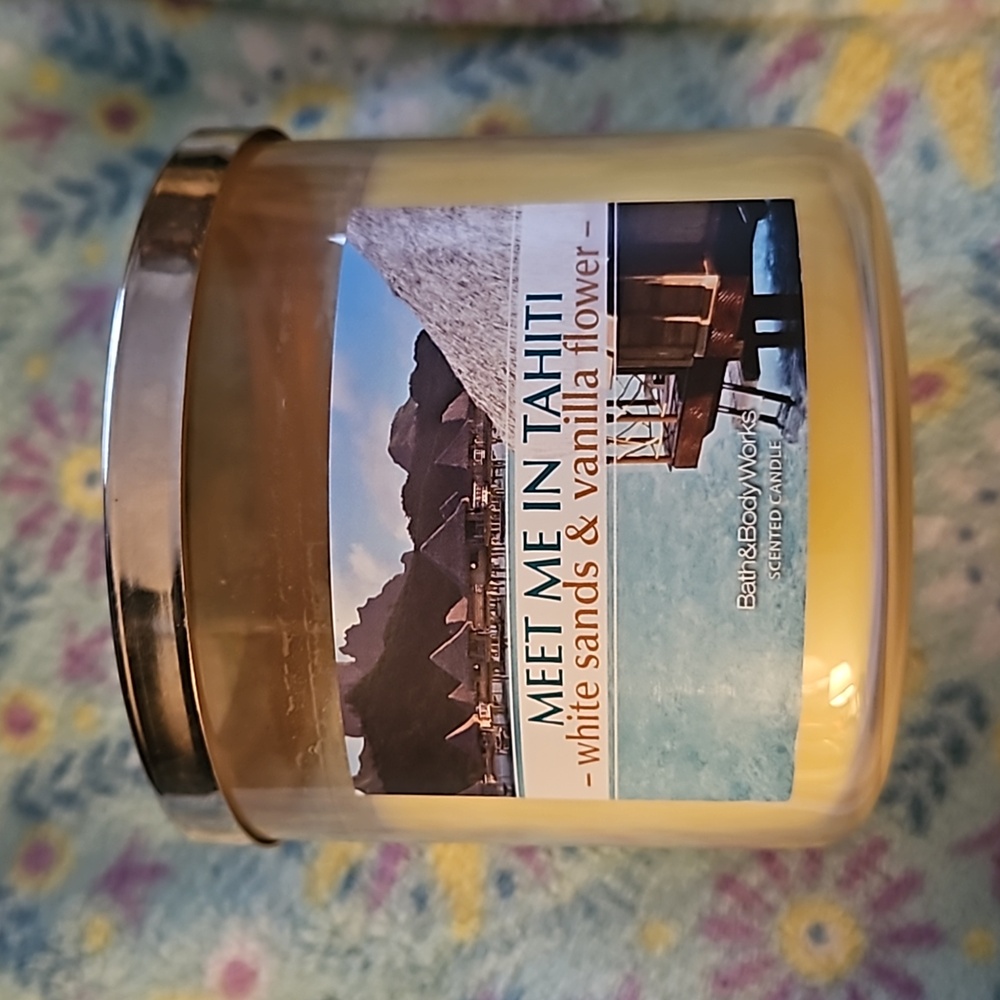 Used Meet Me in Tahiti Bath and Body Works 3 wick candle
